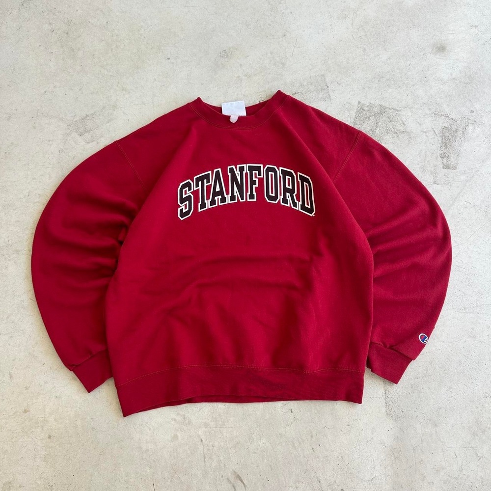 Champion Stanford University Crewneck Sweatshirt with white arched text Sz Large